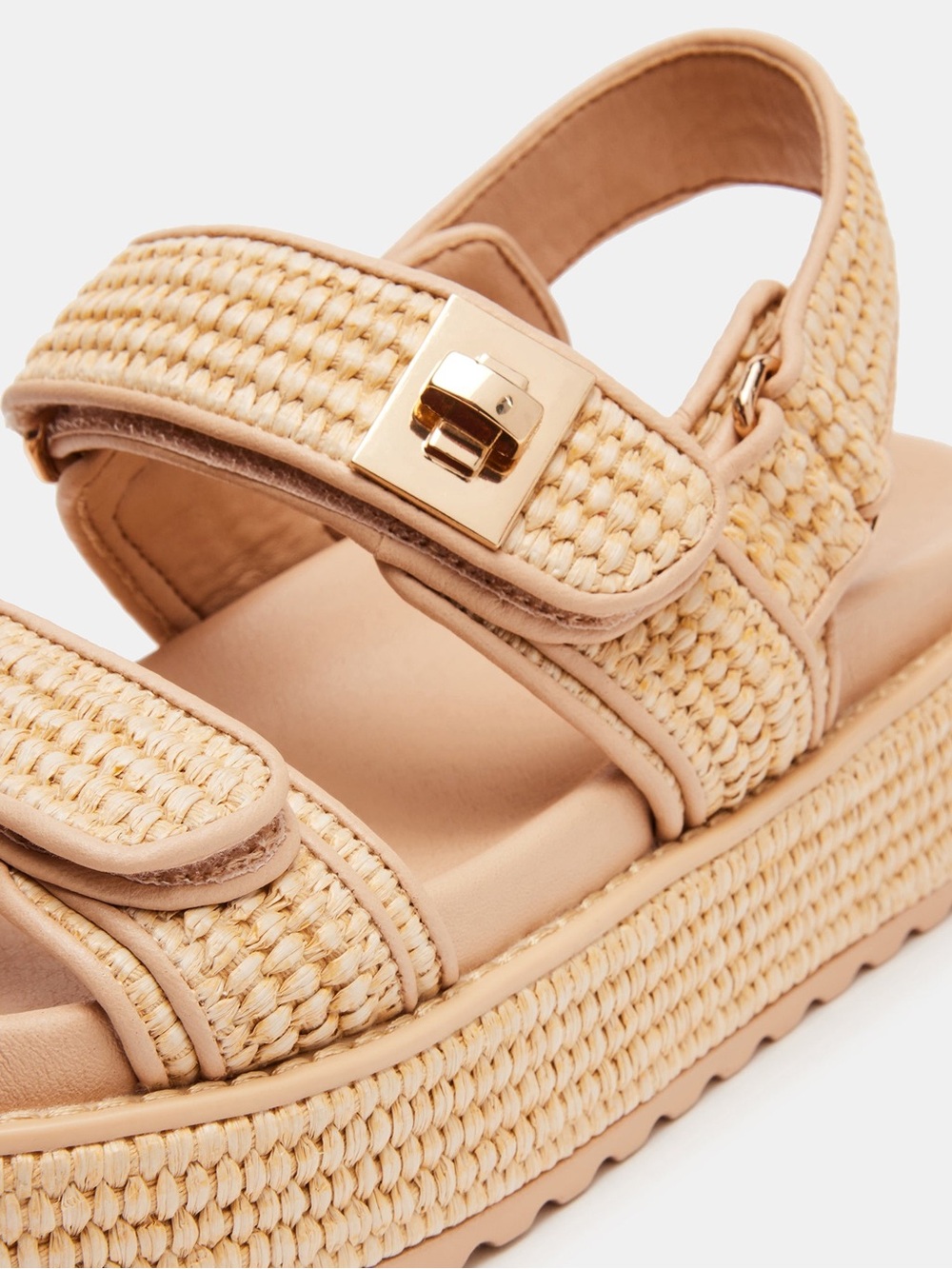 Steve Madden Beige Woven Platform Sandals BIGMONA NATURAL RAFFIA - Picture 3 of 3